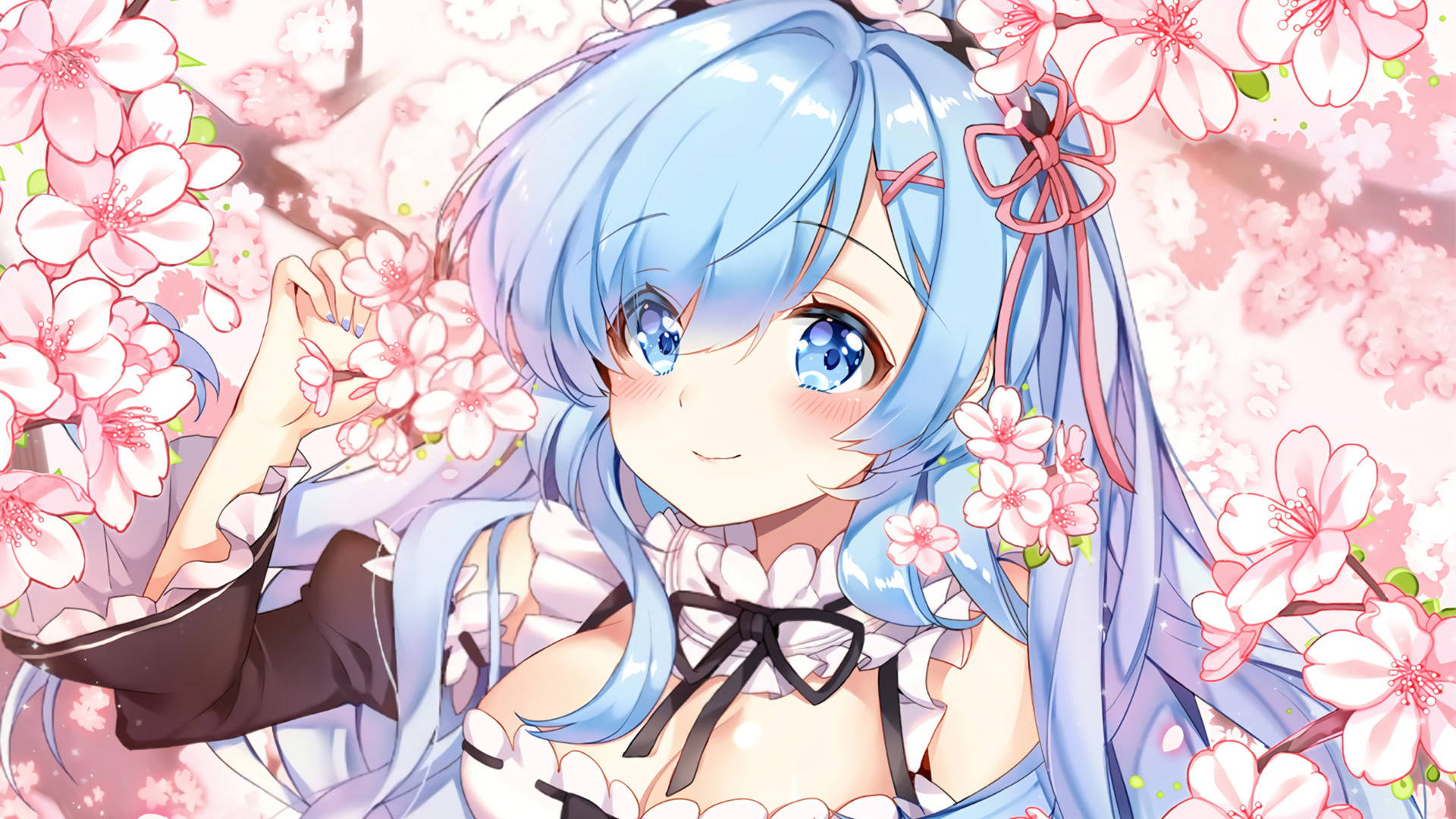 Rem With Cherry Blossom Background