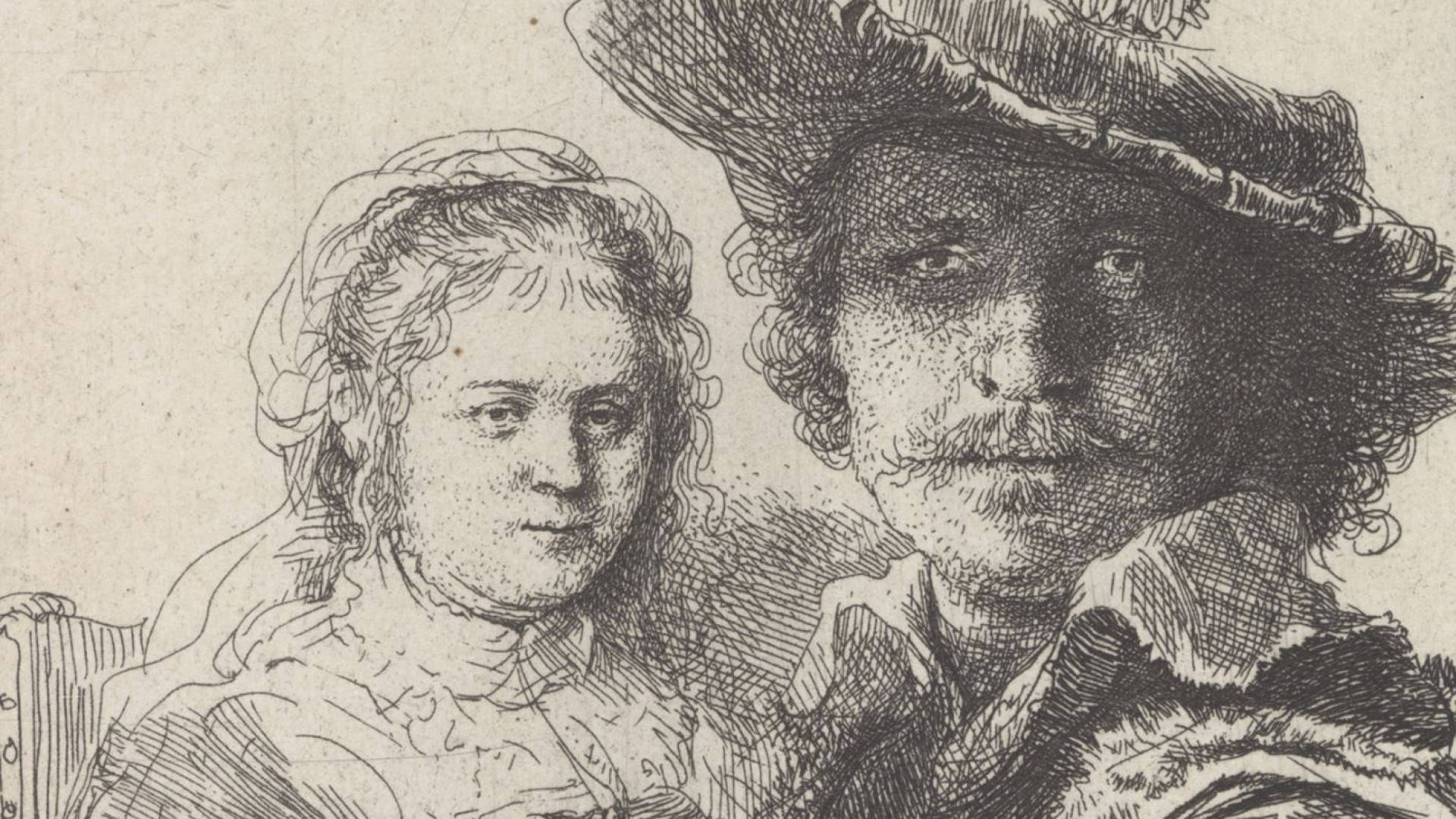 Rembrandt And Saskia Sketch