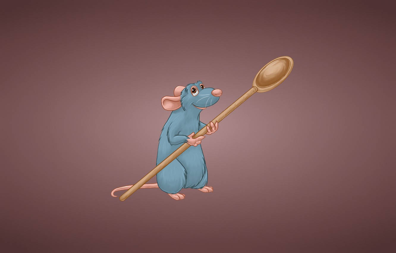 Remy And Wooden Spoon Of Ratatouille Background