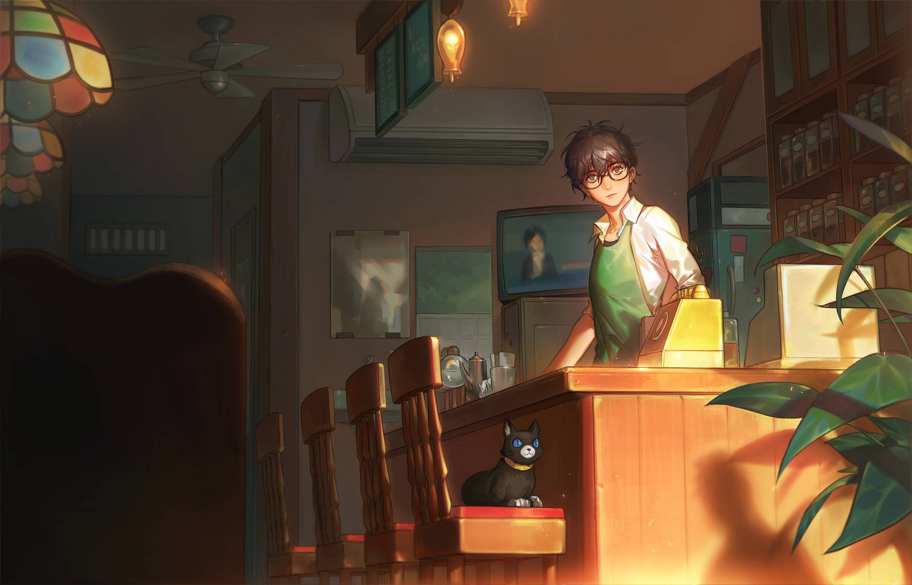 Ren Amamiya In Cafe