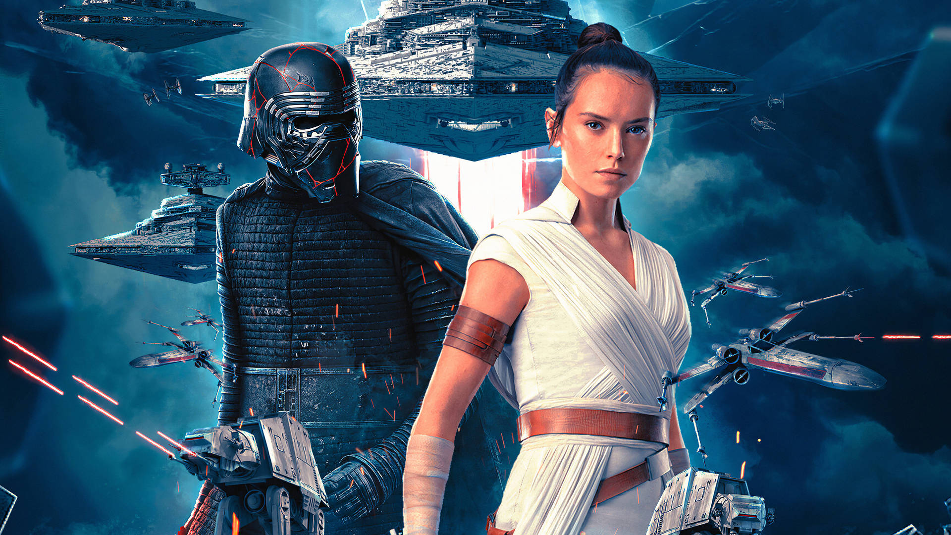 Ren And Rey Rise Of Skywalker Background
