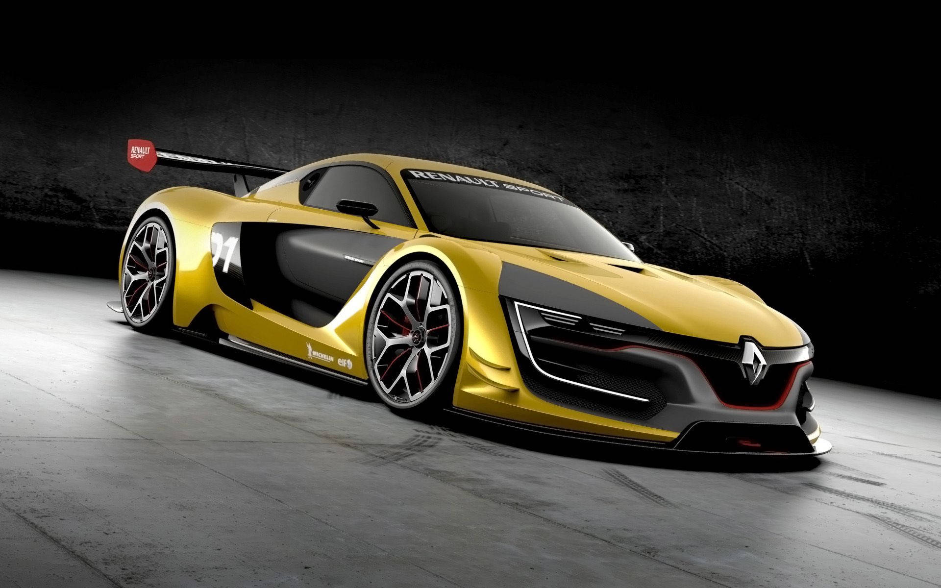 Renault Gold And Black Car Background
