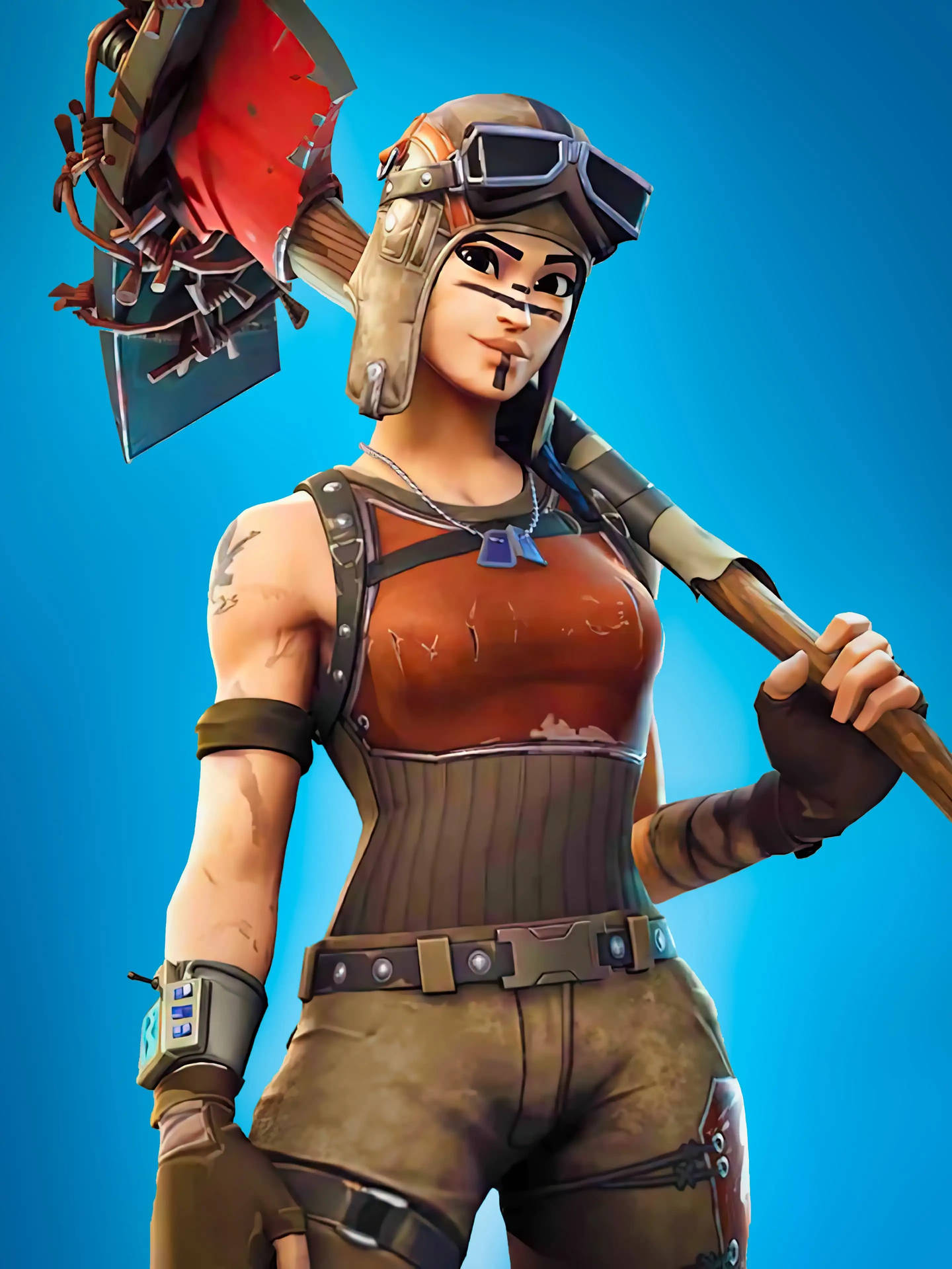 Renegade Raider Dominating In The Fortnite Field Background