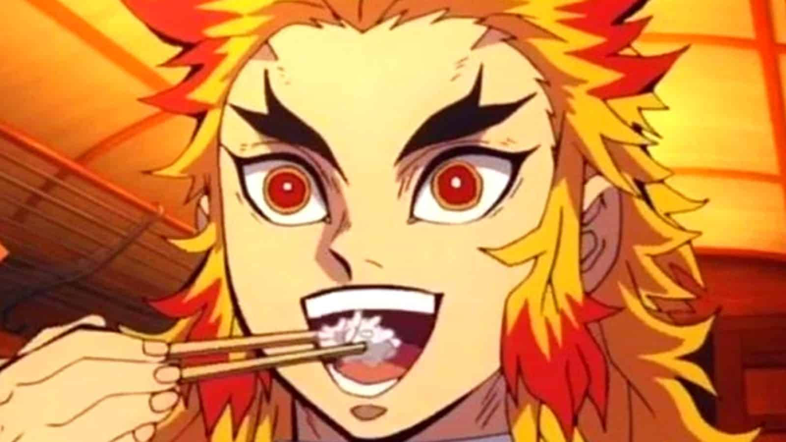 Rengoku Eating Rice Demon Slayer Pfp Background