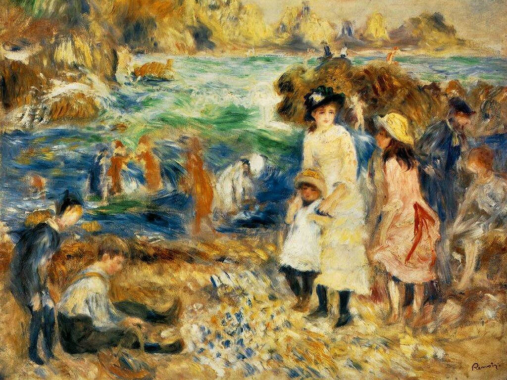Renoir Children By The Sea Background