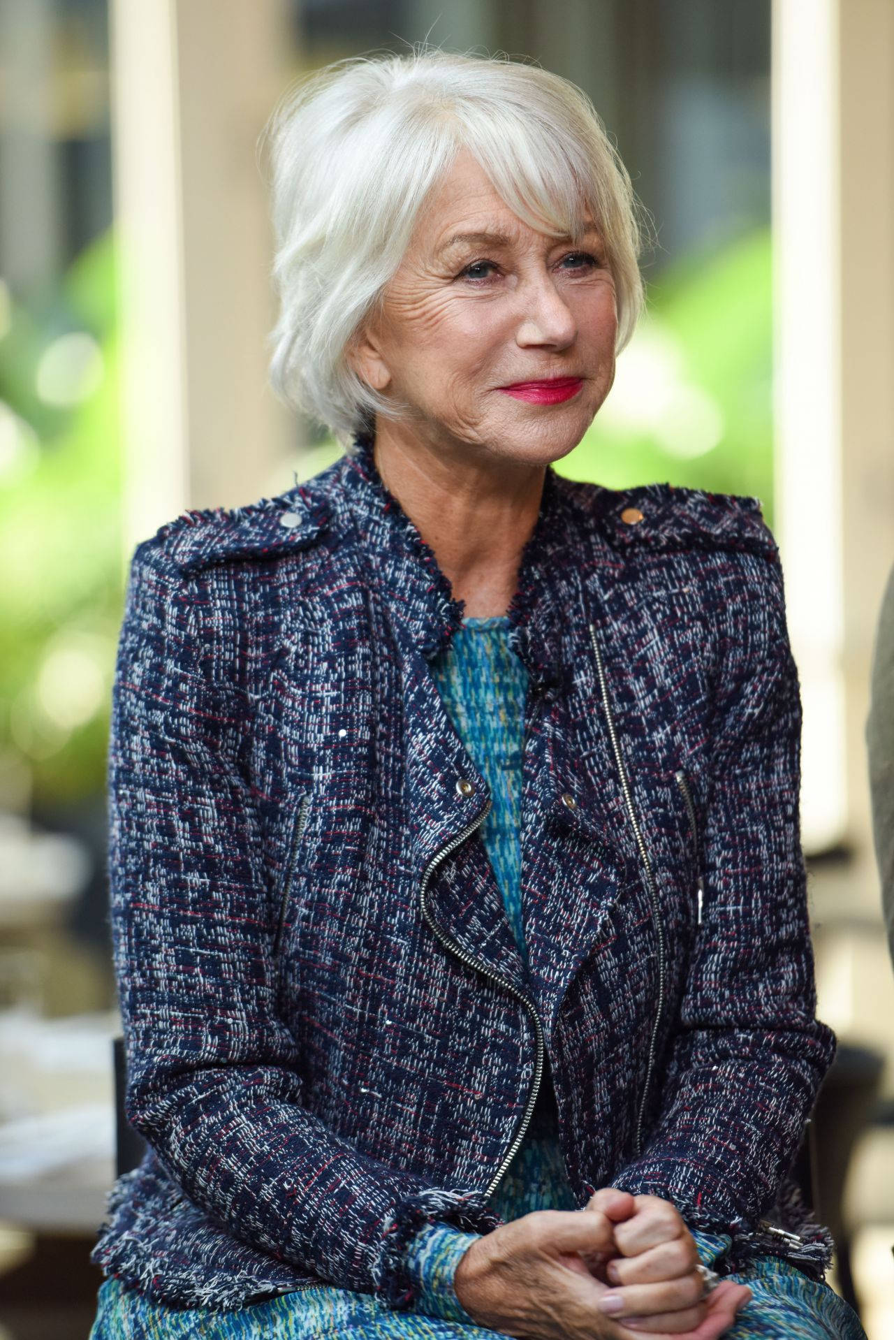 Renowned Actress Helen Mirren During An Interview Background