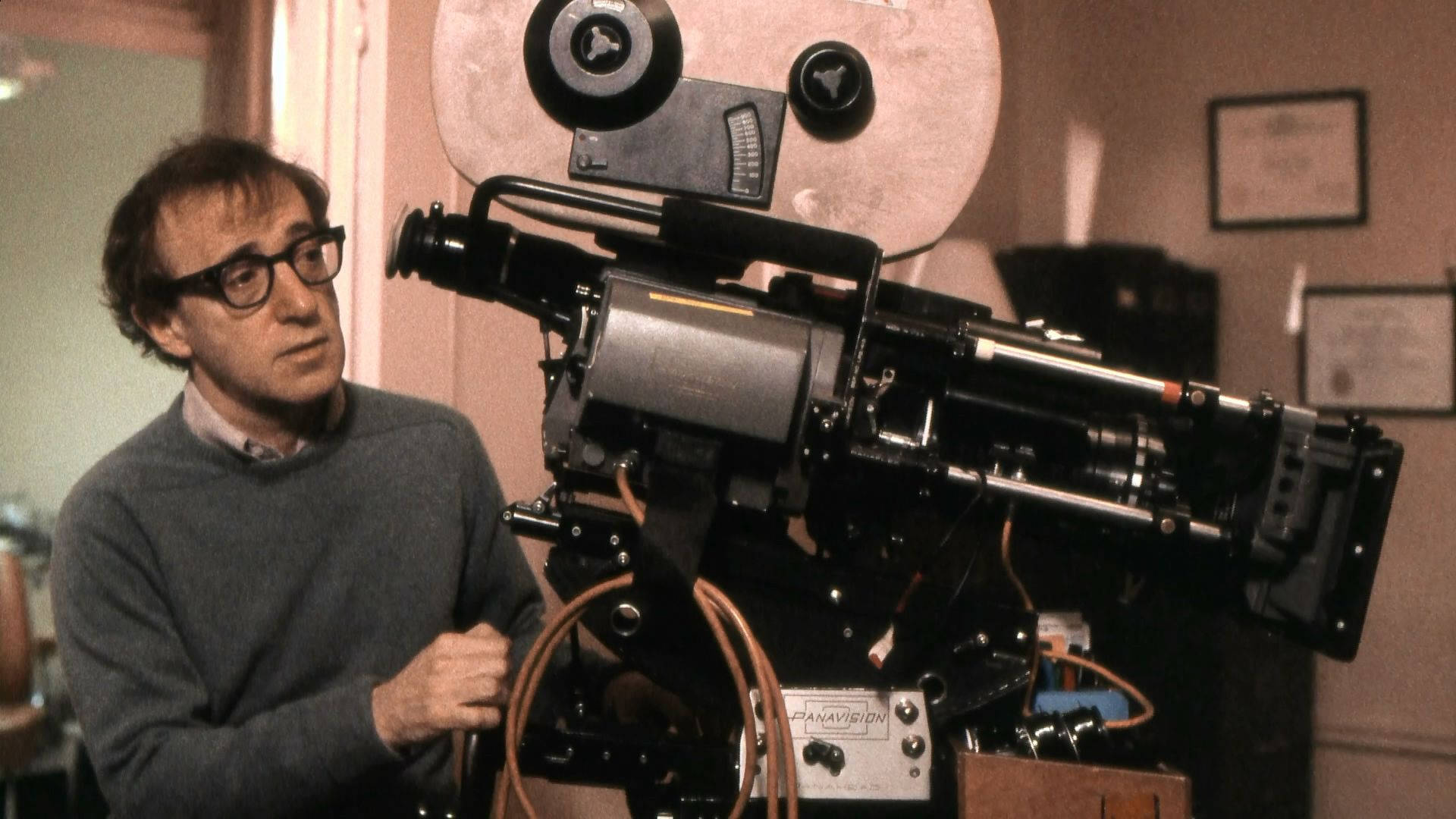 Renowned American Filmmaker Woody Allen Behind His Trusted Camera