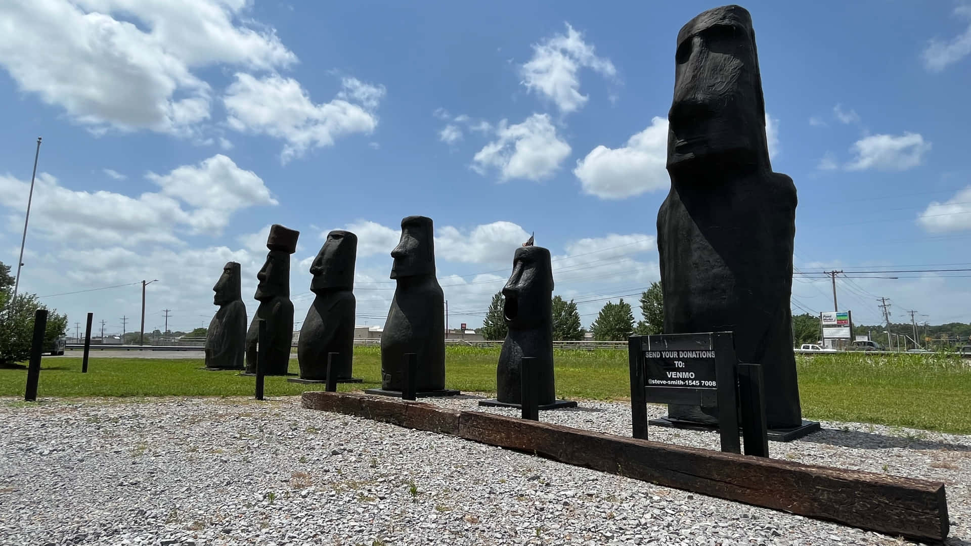 Replica Of Moai Figures Background
