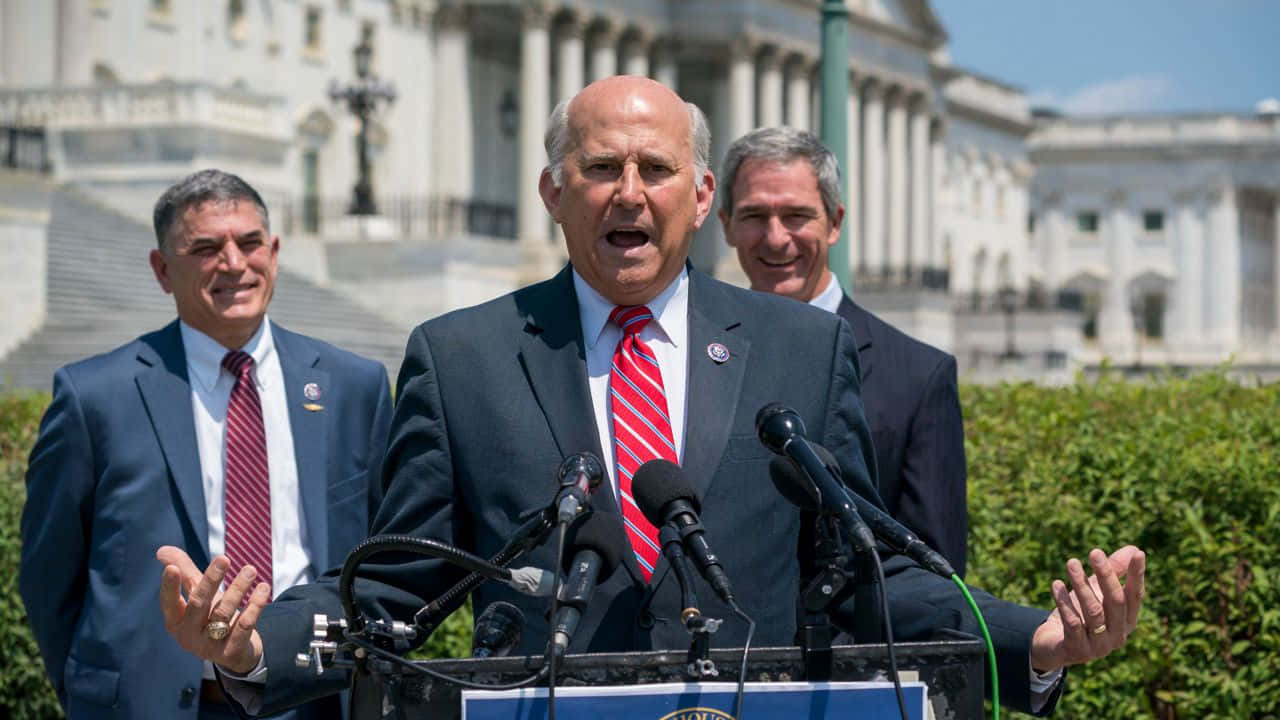 Representative Louie Gohmert Delivering A Speech Outside The Capitol Building