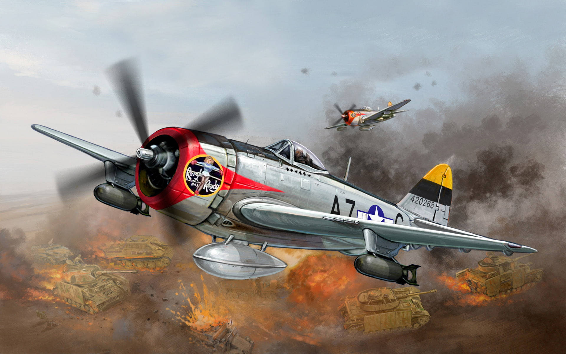 Republic P-47 Thunderbolt German Ww2 Fighters Background