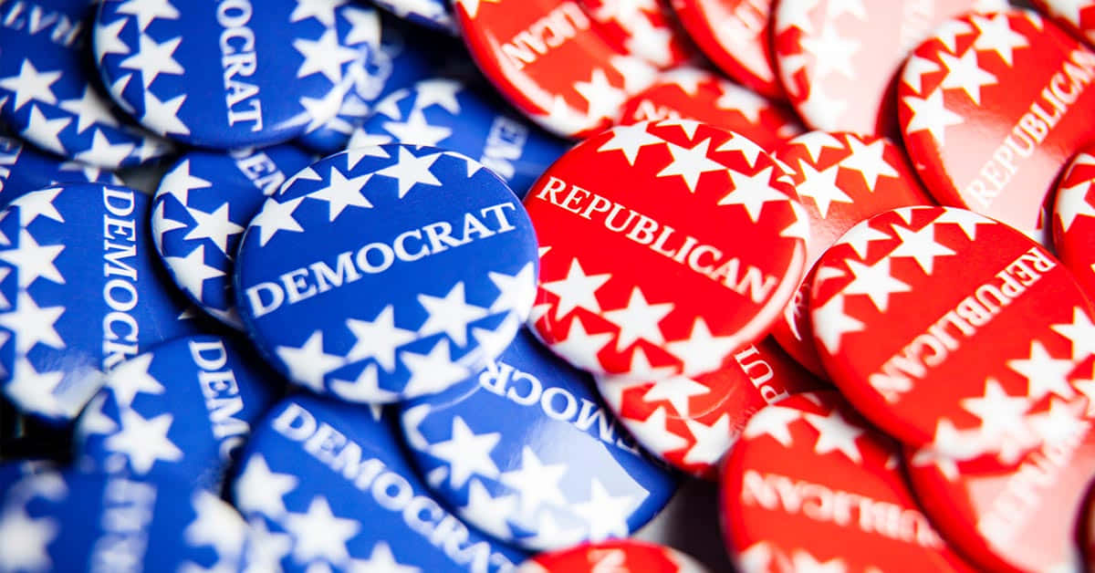 Republican And Democrat Badges Background