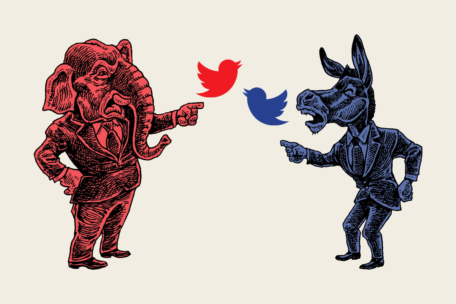 Republican And Democrats Arguing On Twitter Background