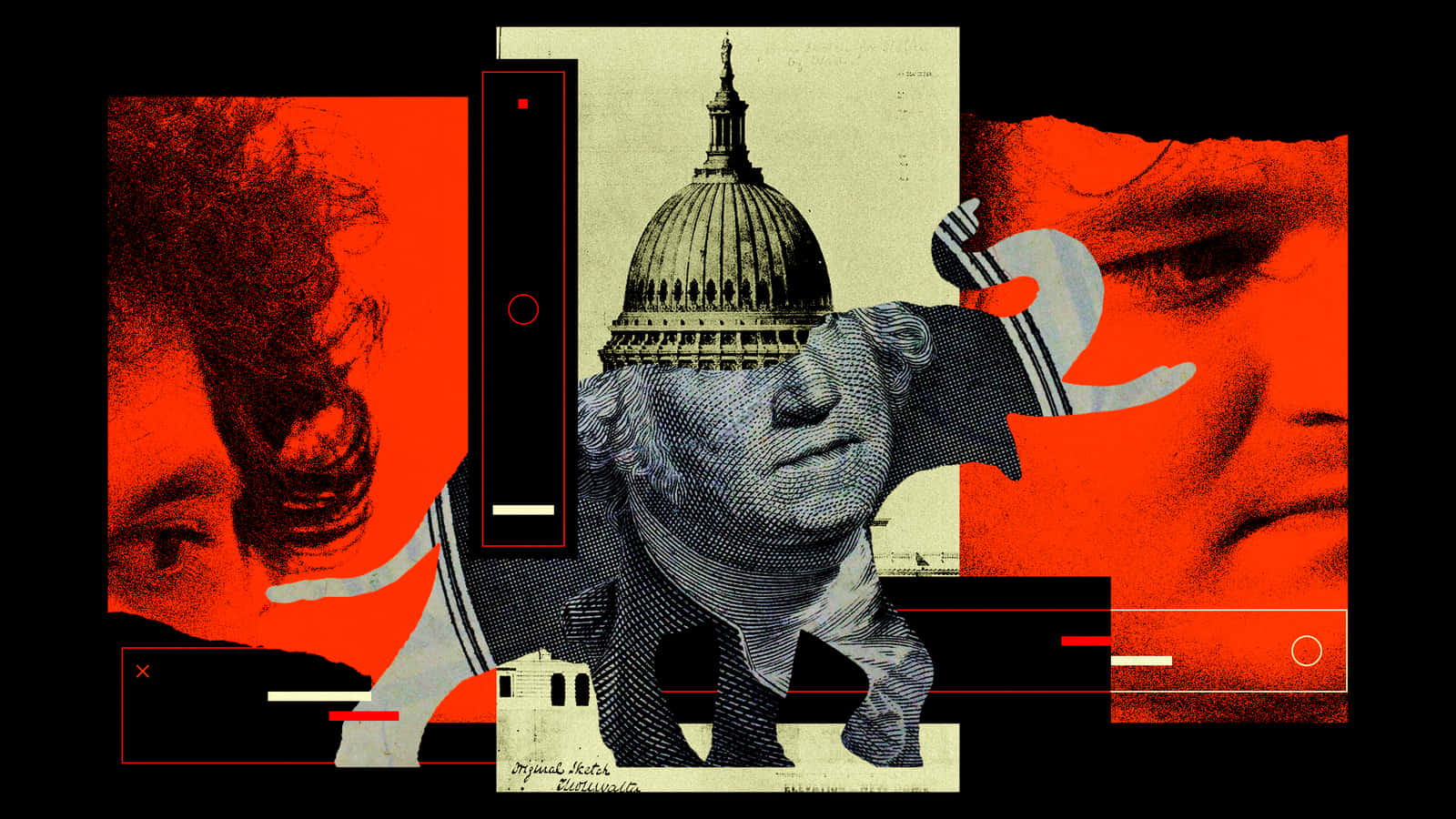 Republican Elephant And Sam Bankman-fried Background