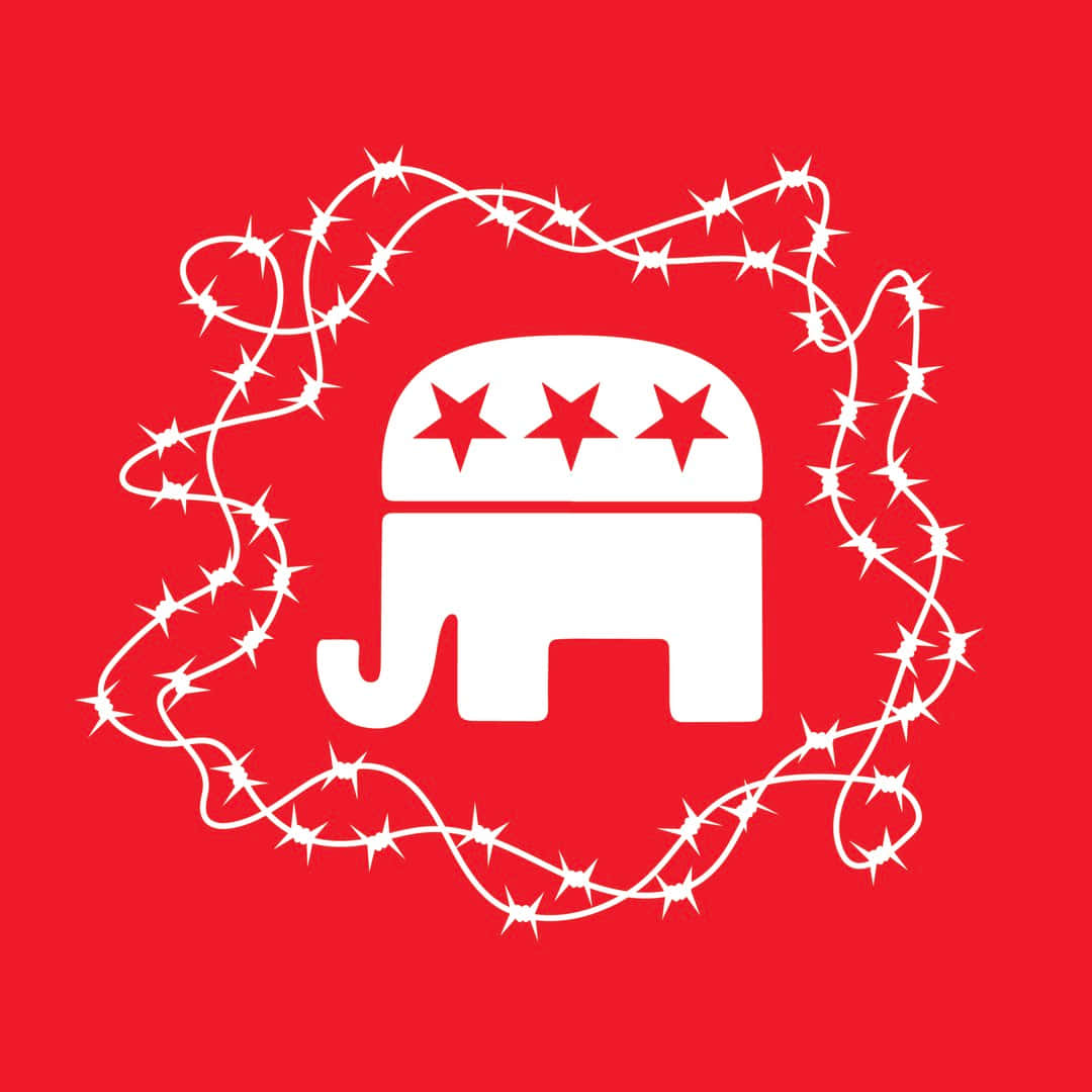 Republican Elephant In Red Background
