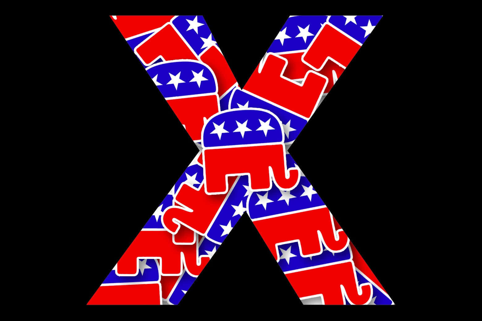Republican Elephants Forming Letter X