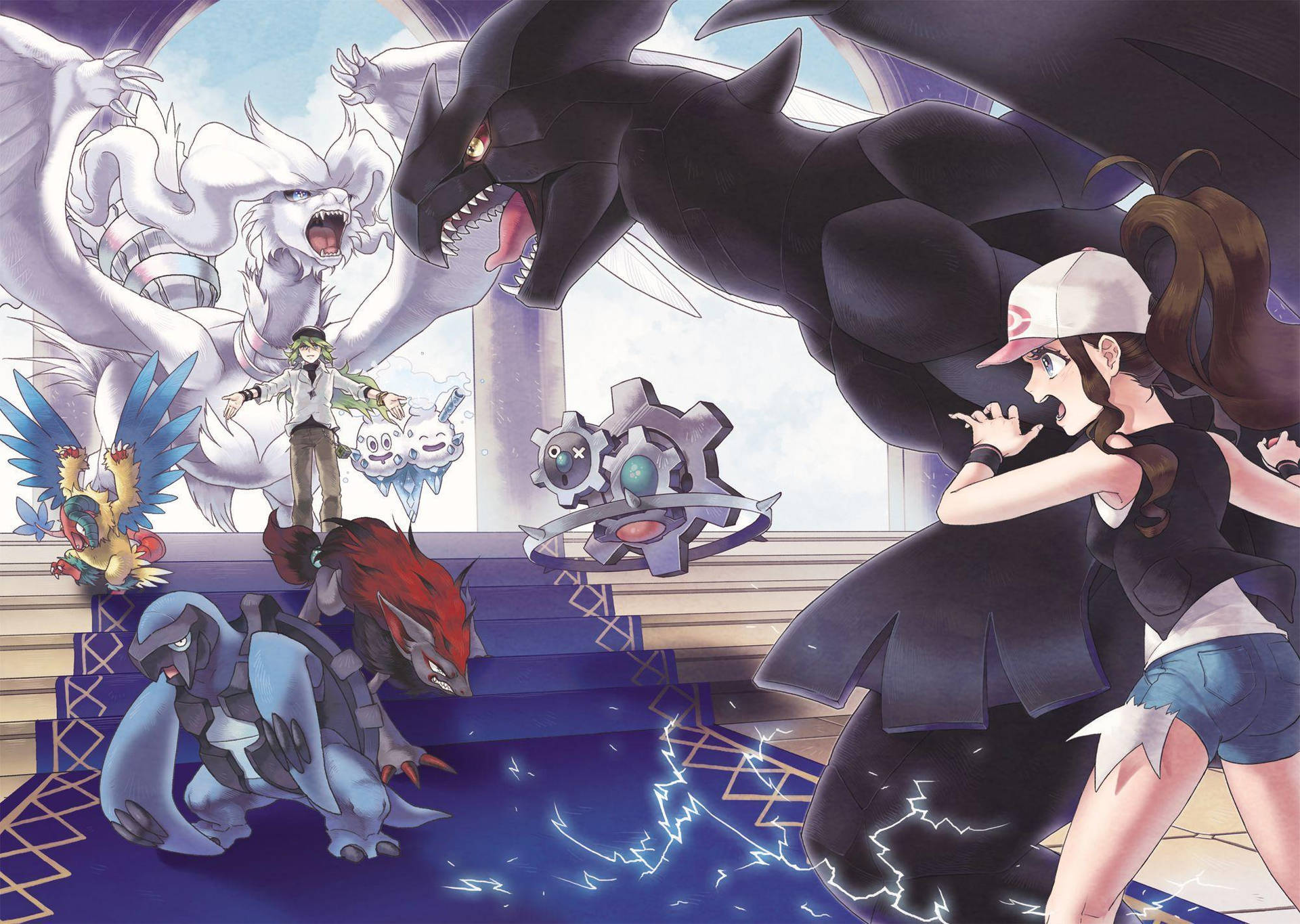 Reshiram Unleashing Power - Pokémon Battle Scene Background