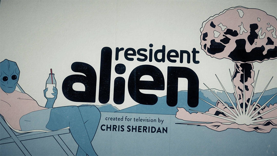 Resident Alien Blue Cartoon Background