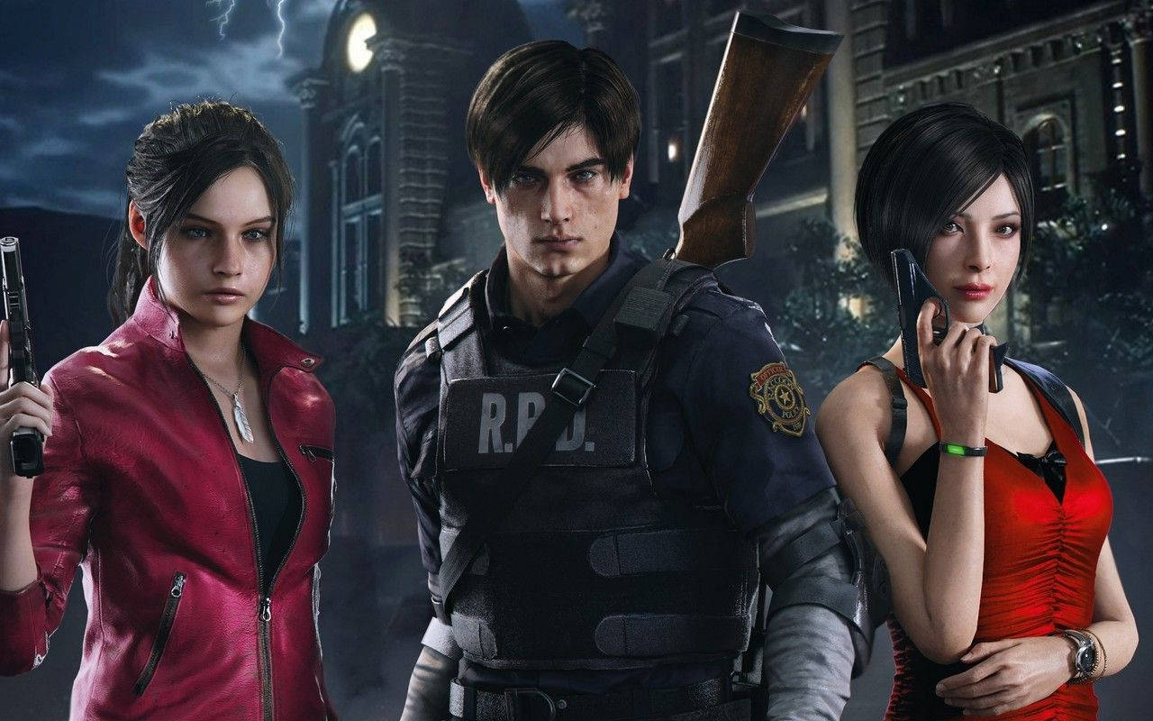 Resident Evil 2 Characters Outside Building
