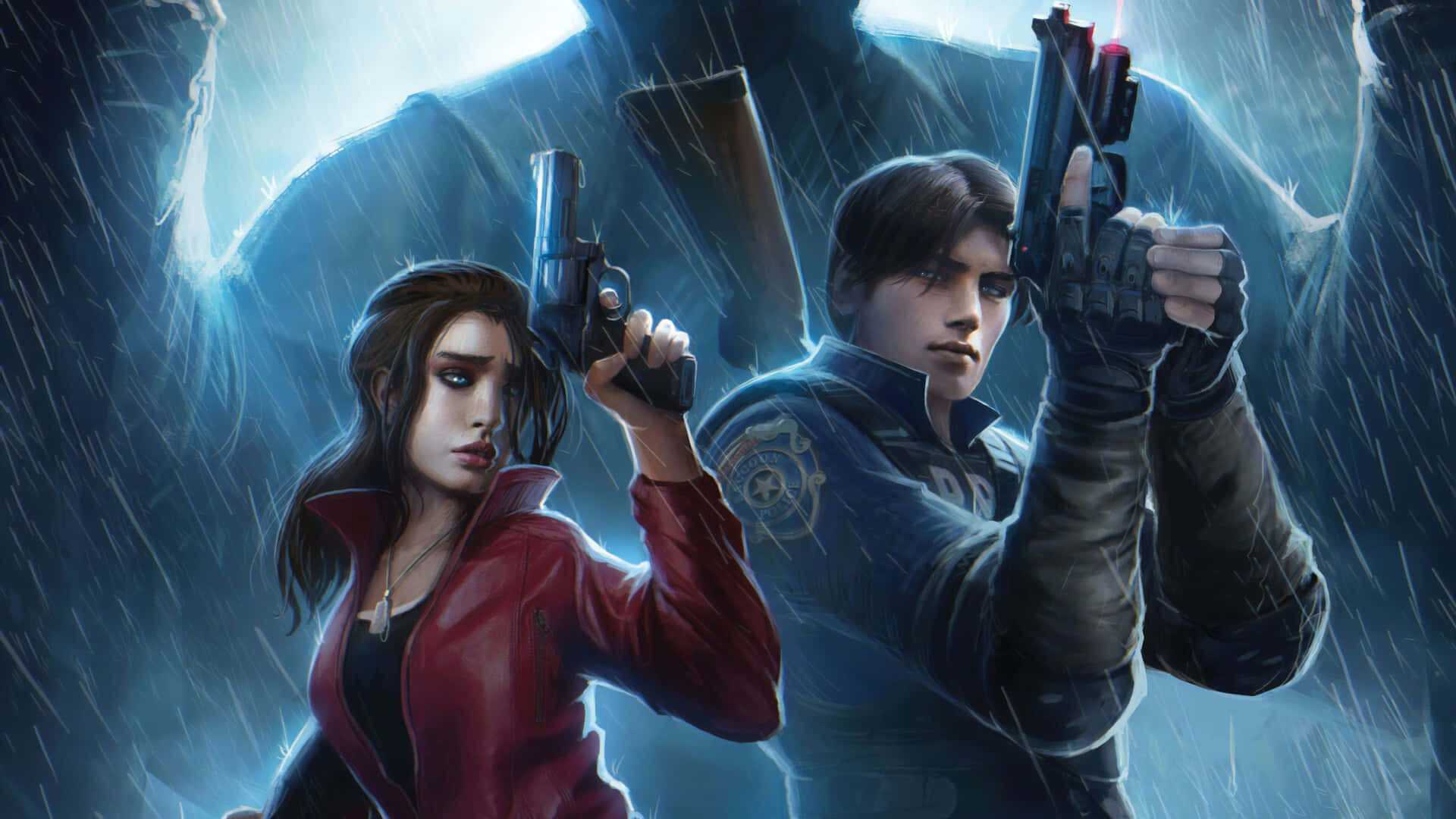 Resident Evil 2 Claire And Leon Digital Art Background