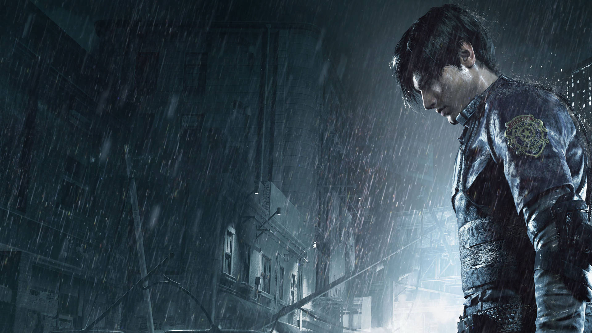 Resident Evil 2 Leon In The Rain Background