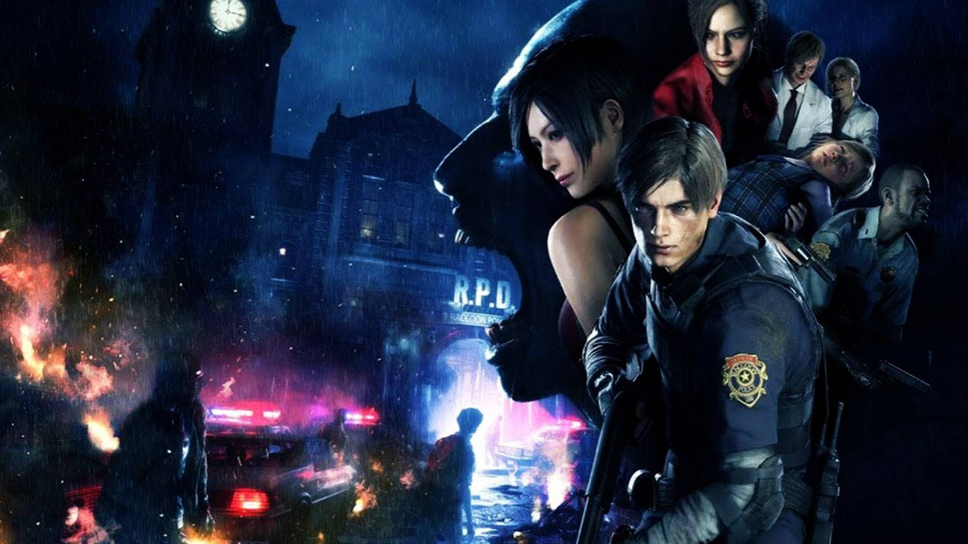 Resident Evil 2 Remake Characters And Burning Rpd