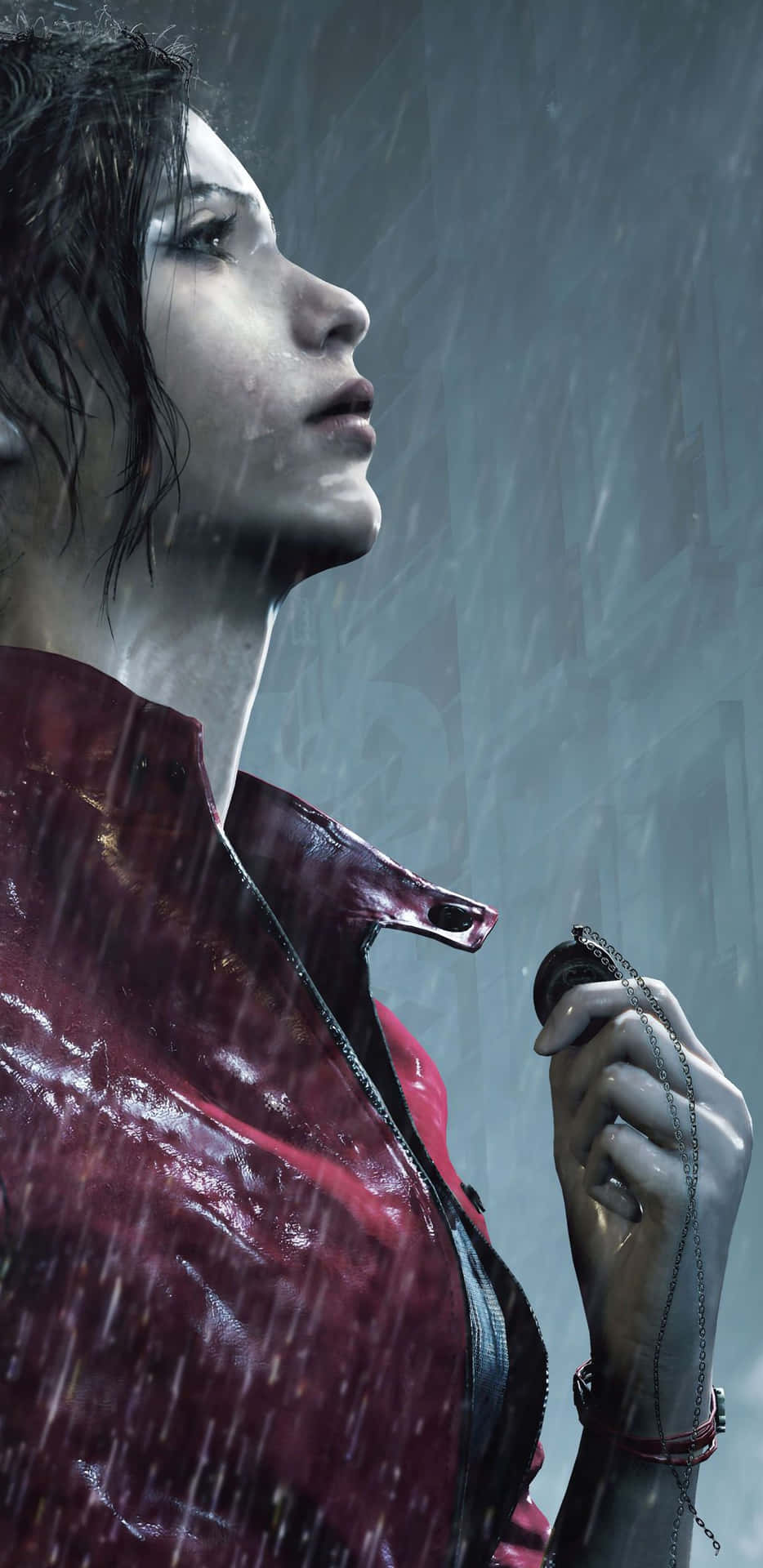 Resident Evil Iphone Claire Redfield In Rain Background