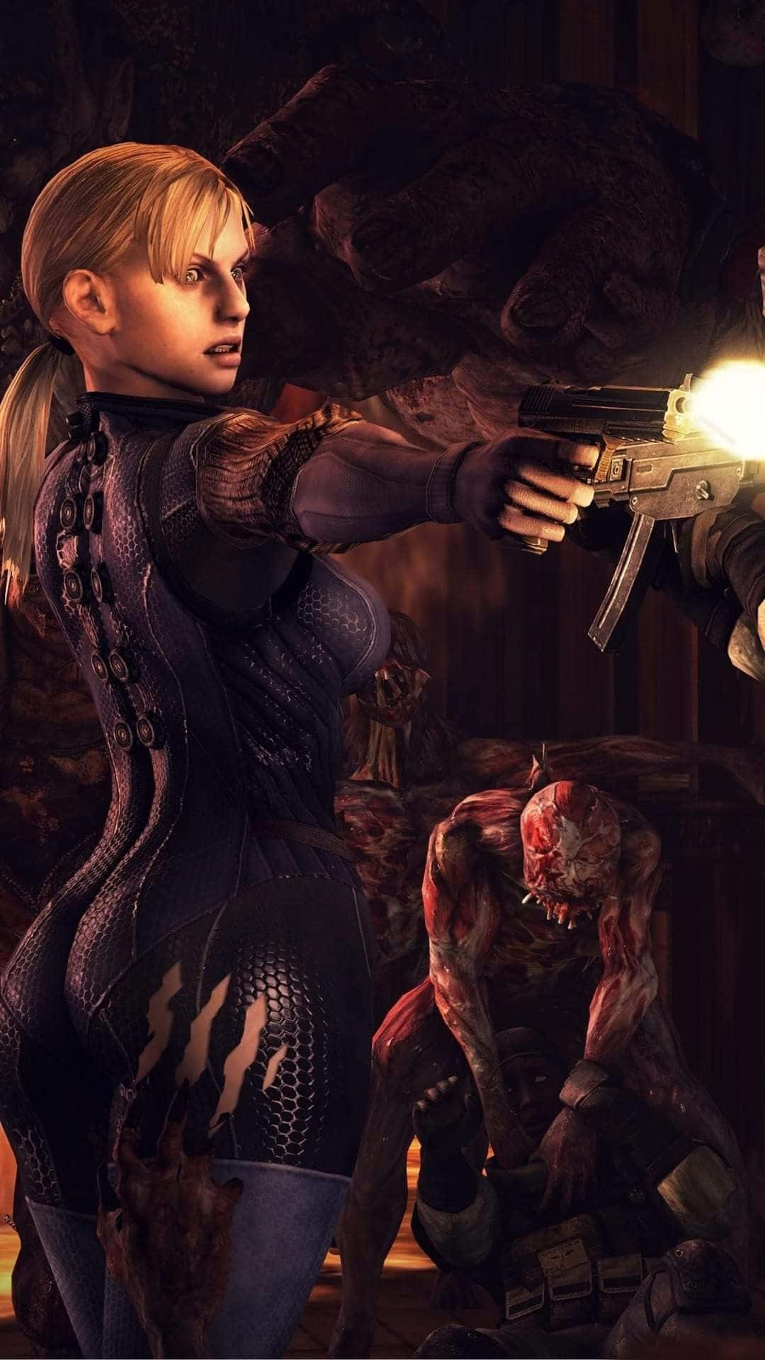 Resident Evil Iphone Jill Valentine Killing Zombies Background