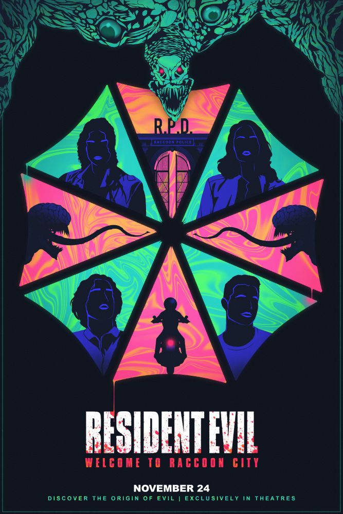 Resident Evil Welcome To Raccoon City Neon Poster Background