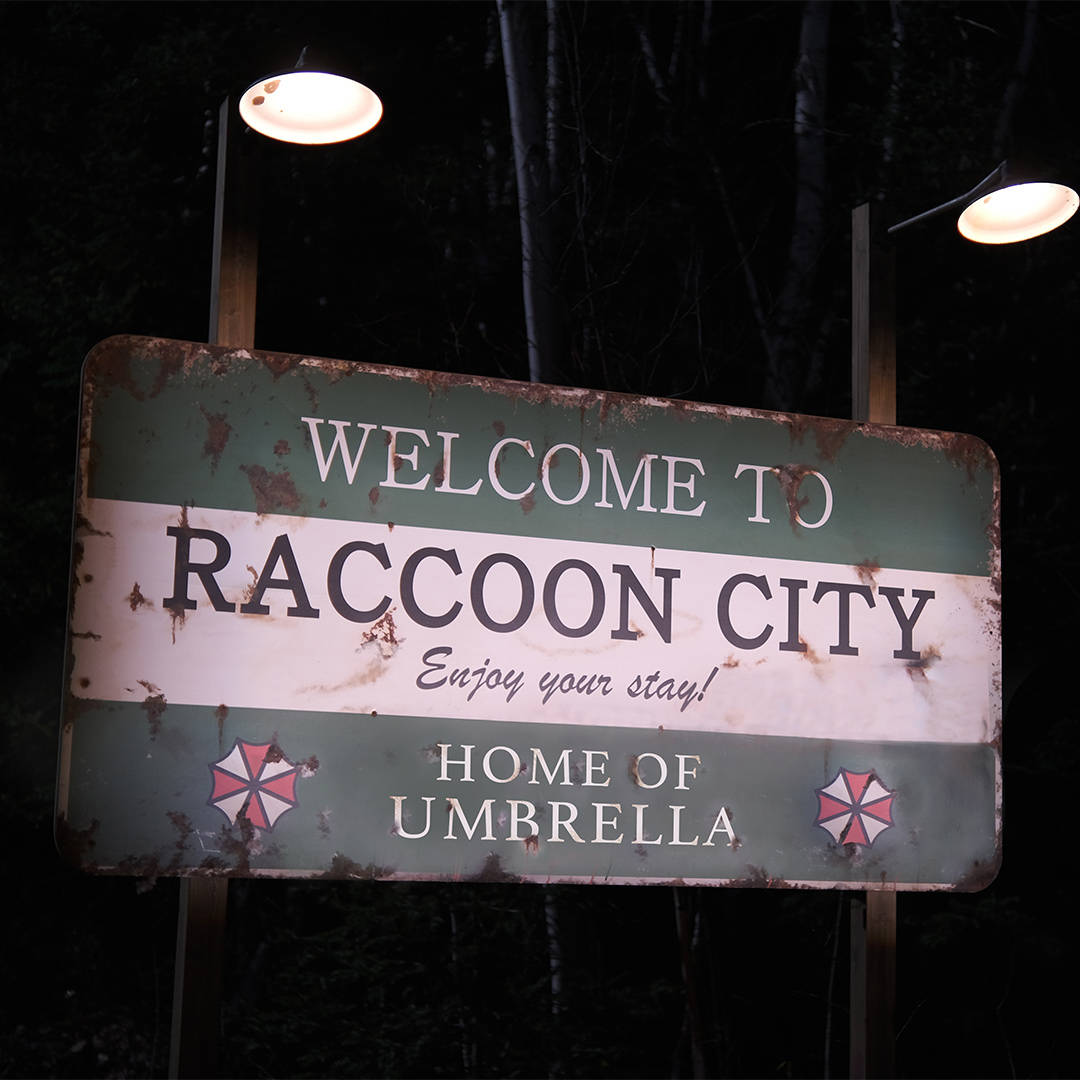 Resident Evil Welcome To Raccoon City Signage Background