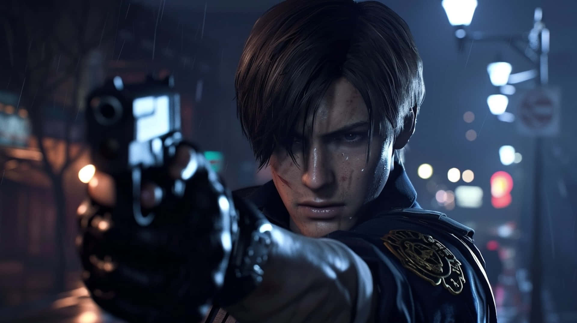 Resident Evil2 Remake Leon Aiming Background
