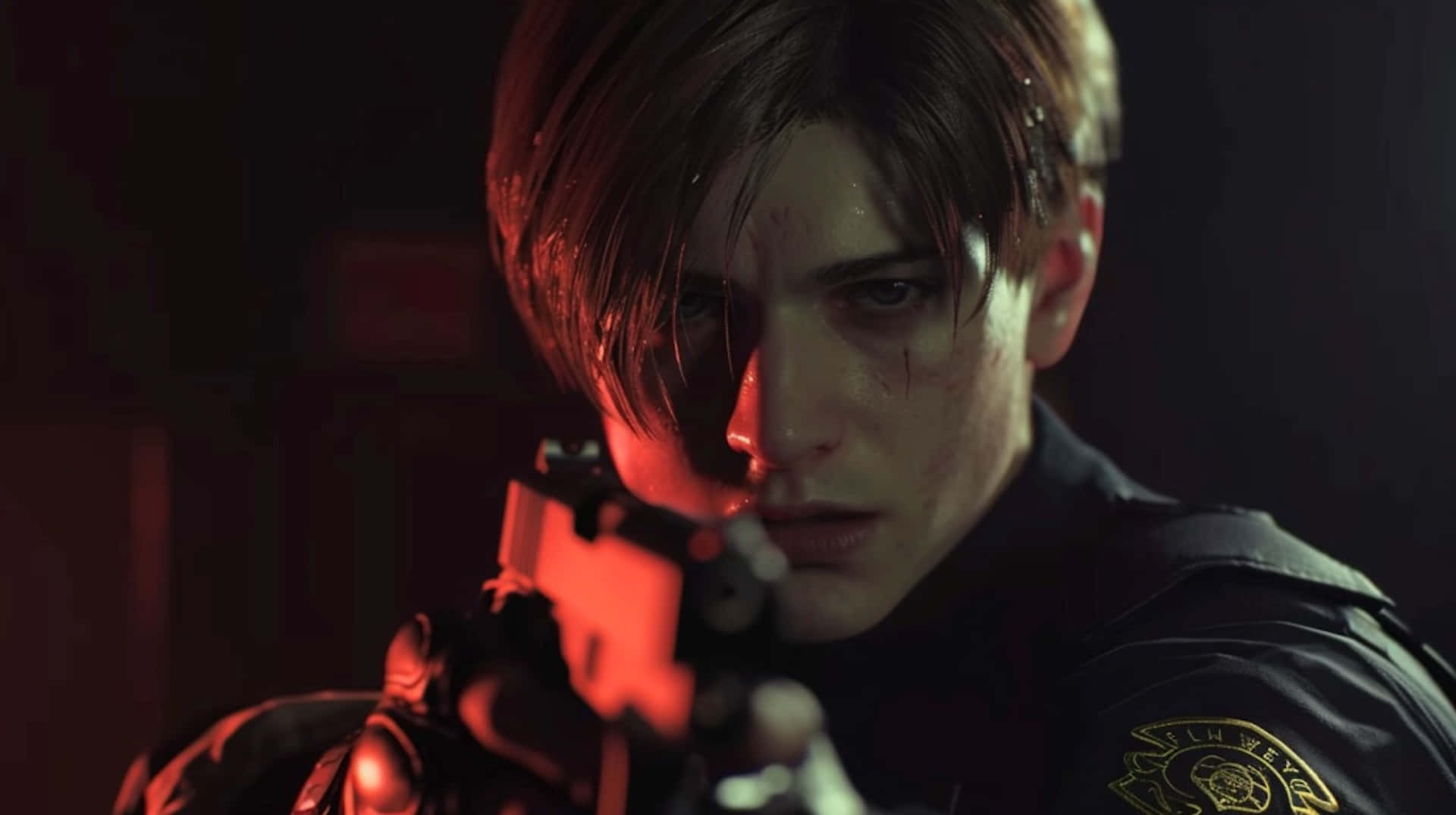 Resident Evil2 Remake Leon Aiming Pistol Background