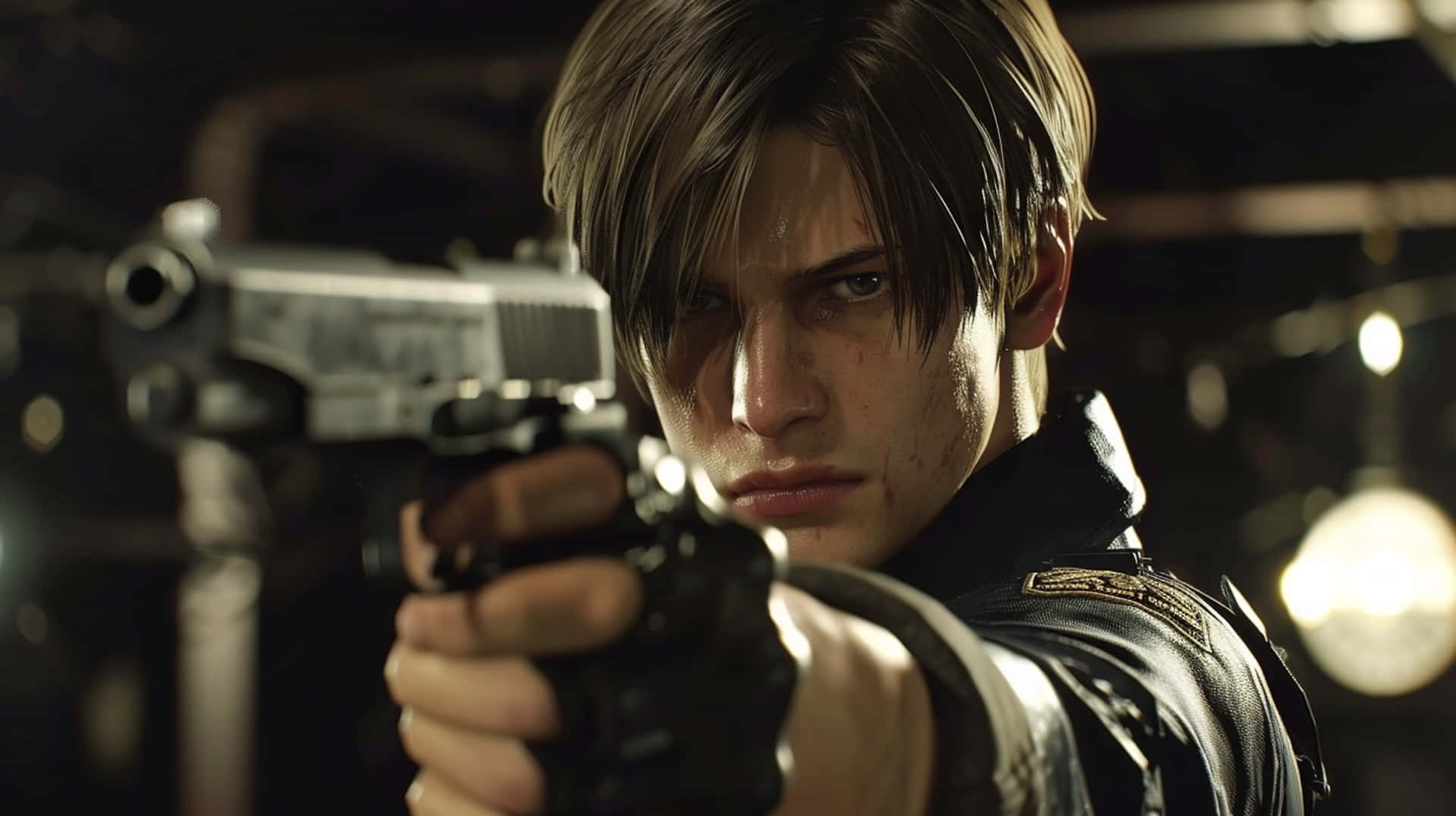 Resident Evil2 Remake Leon Aiming Pistol Background