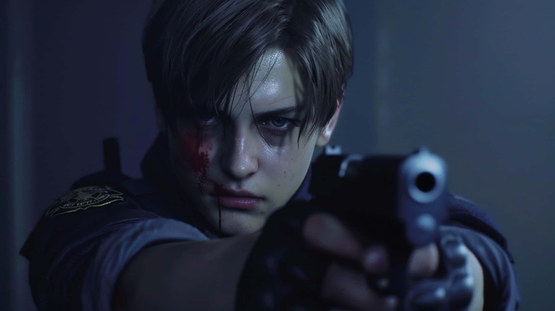 Resident Evil2 Remake Leon Aiming Pistol Background