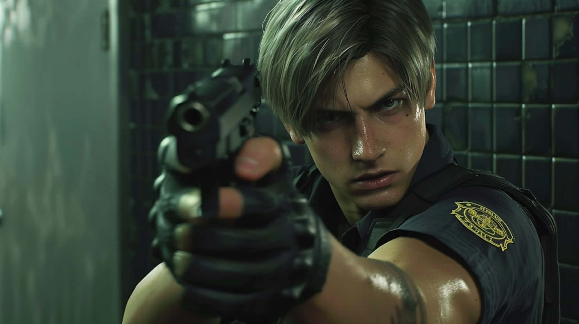 Resident Evil2 Remake Leon Aiming Background