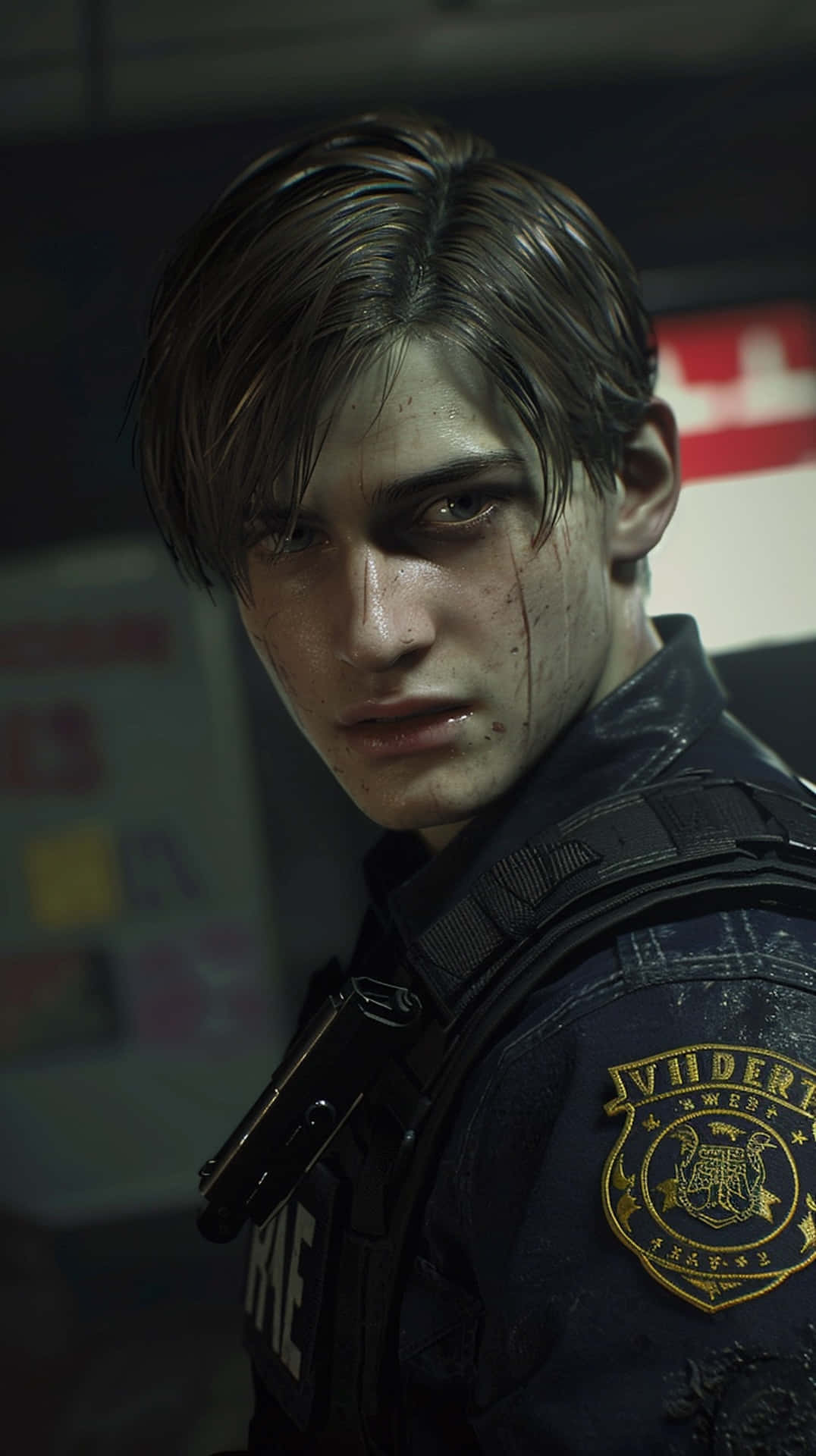 Resident Evil2 Remake Leon Close Up Background