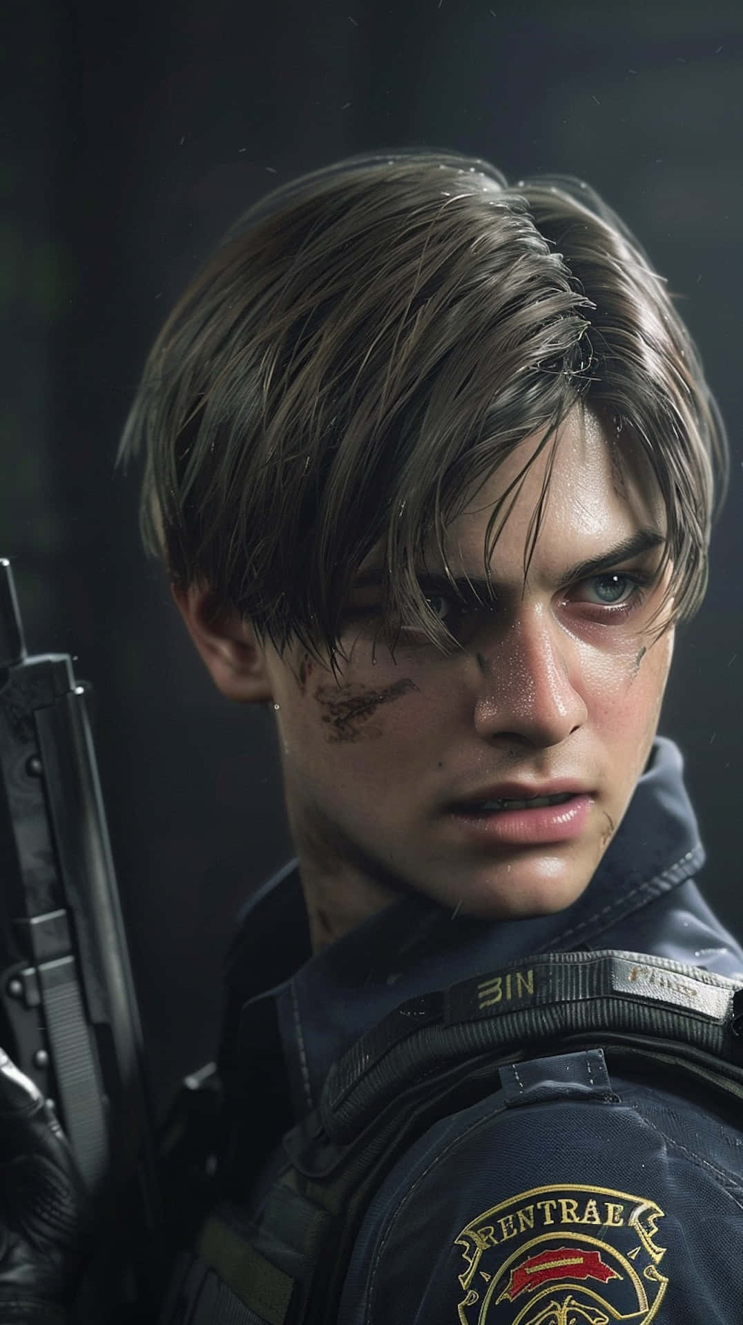 Resident Evil2 Remake Leon Close Up Background