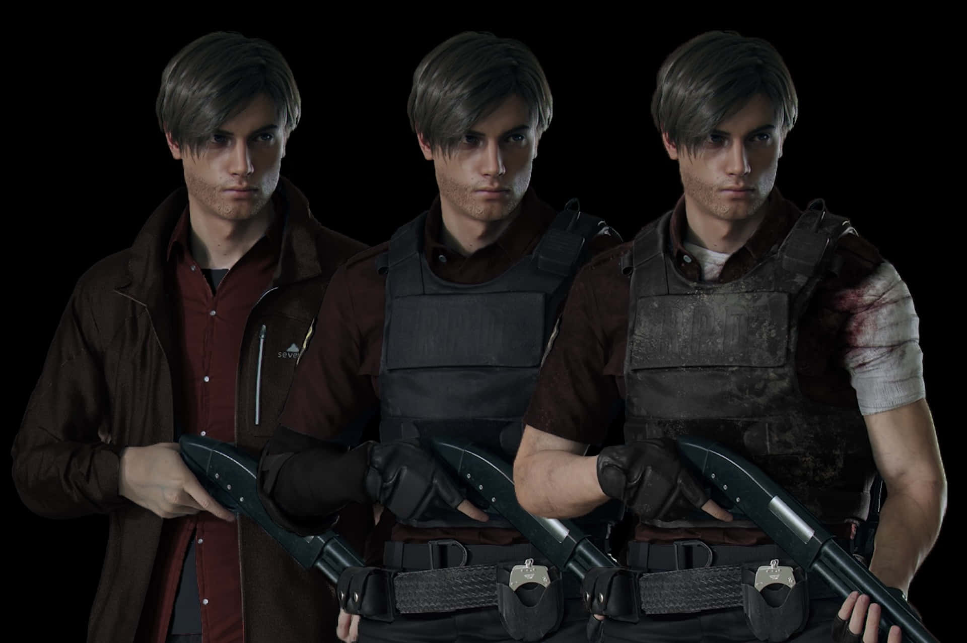Resident Evil2 Remake Leon Triple Threat Background
