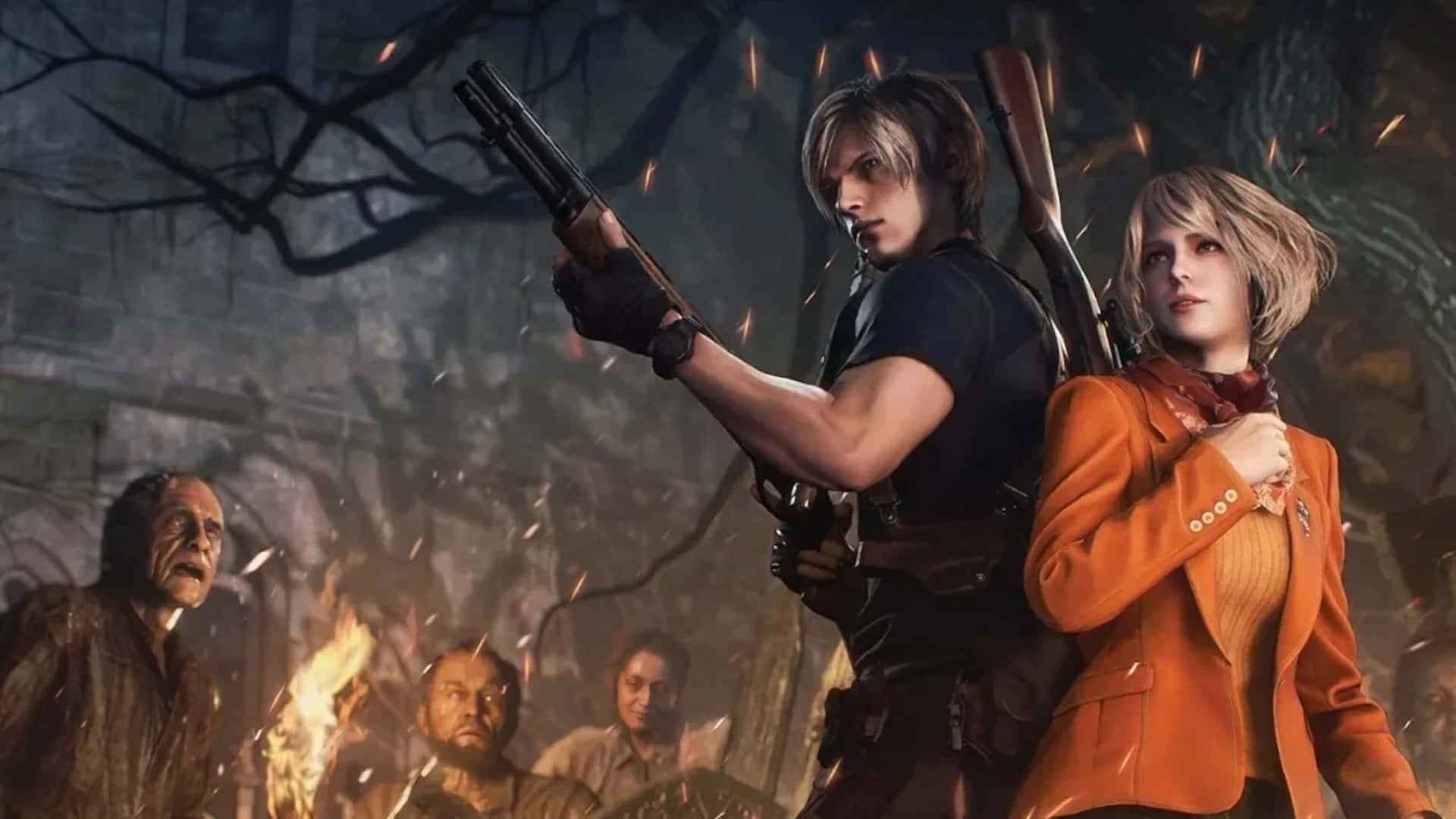 Resident Evil2 Remake Leonand Claire Action Pose