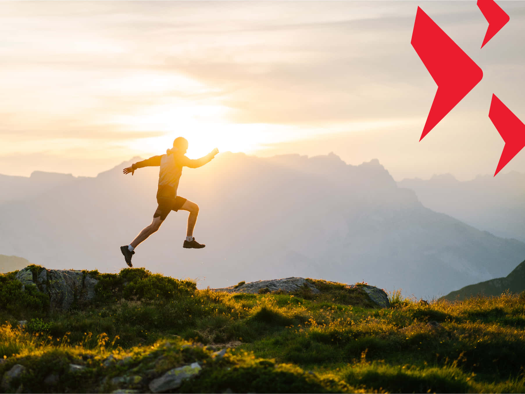 Resilient Man Running Above The Mountain Background