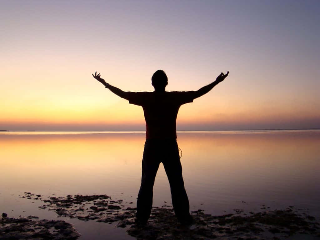 Resilient Man With Arms Wide Open Background
