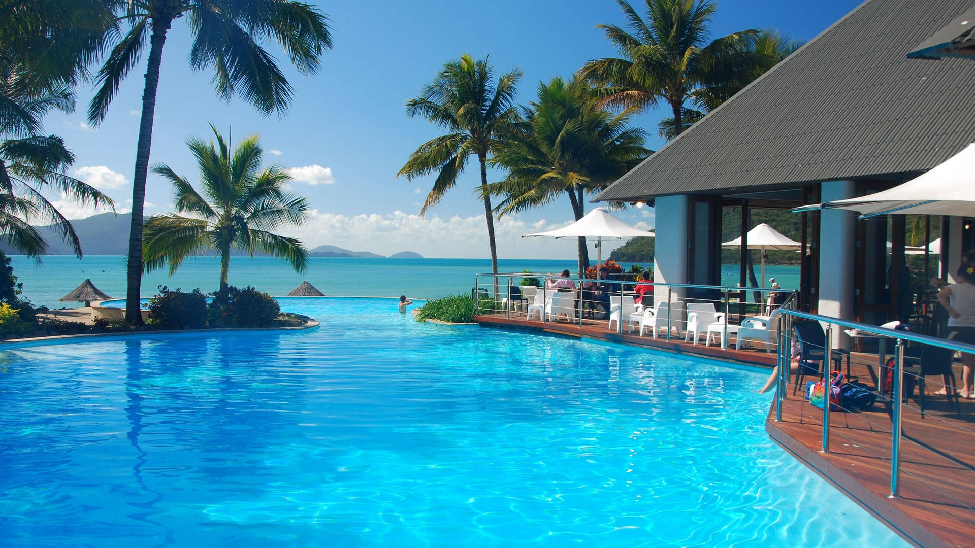 Resort Ocean Swimming Pool Background