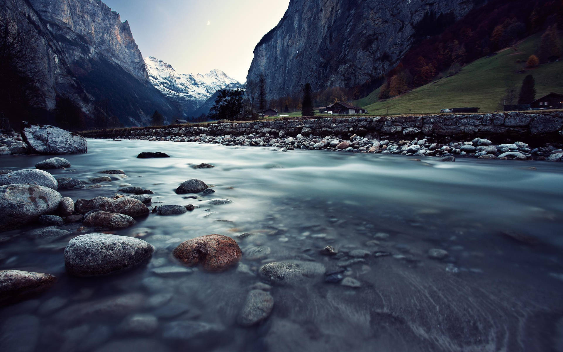 Retina Mountain River Switzerland Background