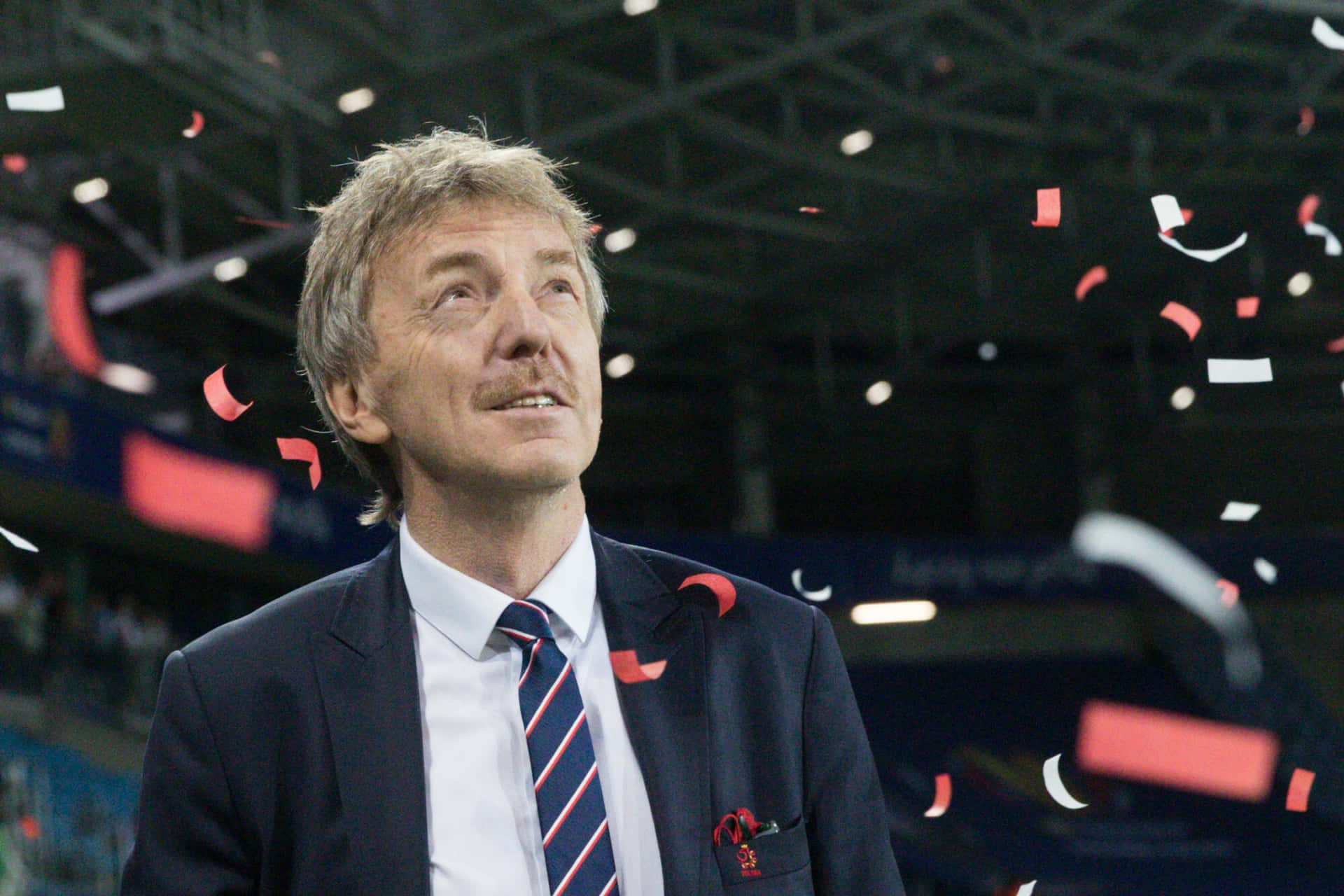 Retired Polish Footballer Zbigniew Boniek With Confetti Background