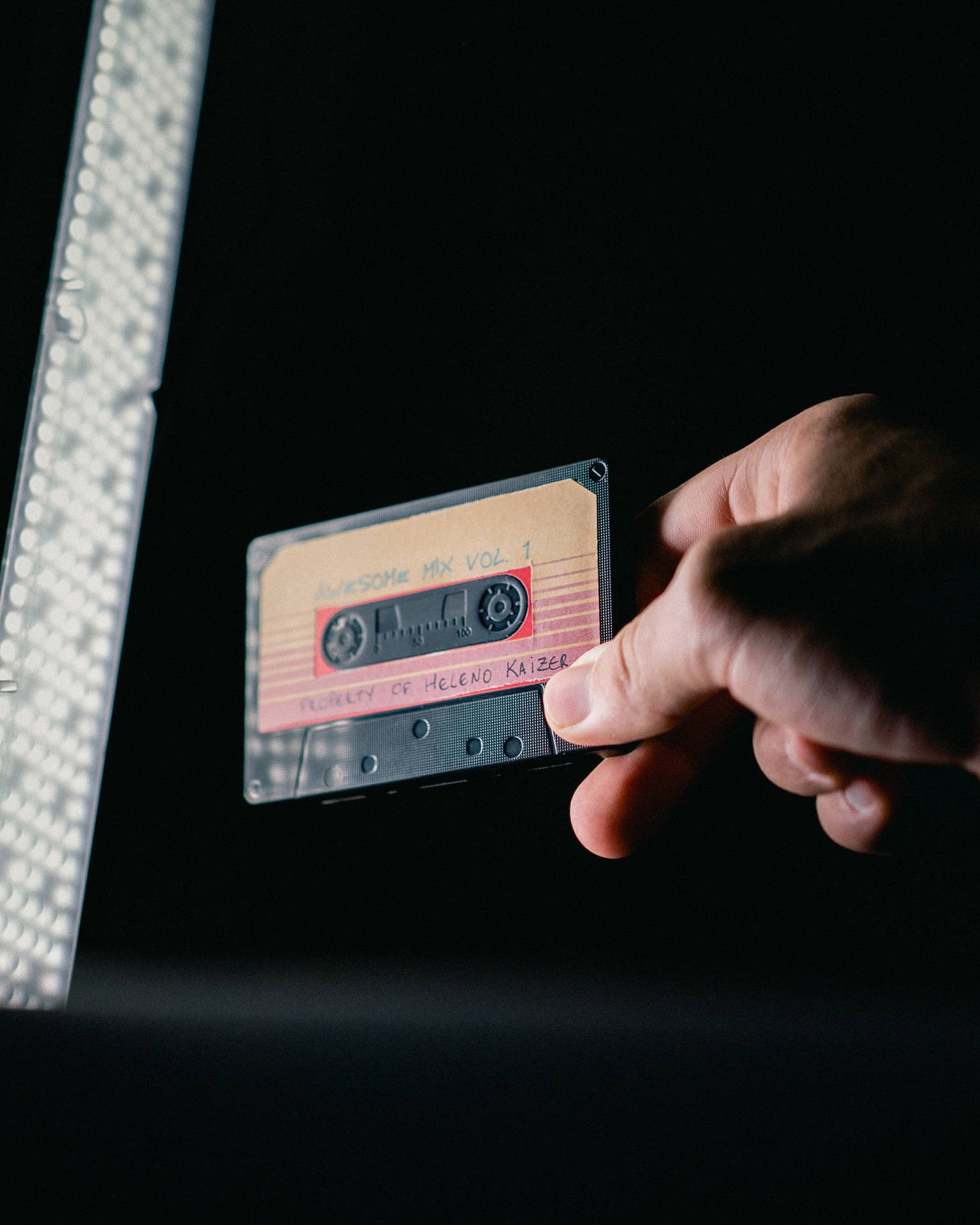 Retro Aesthetic Black Cassette Tape Background