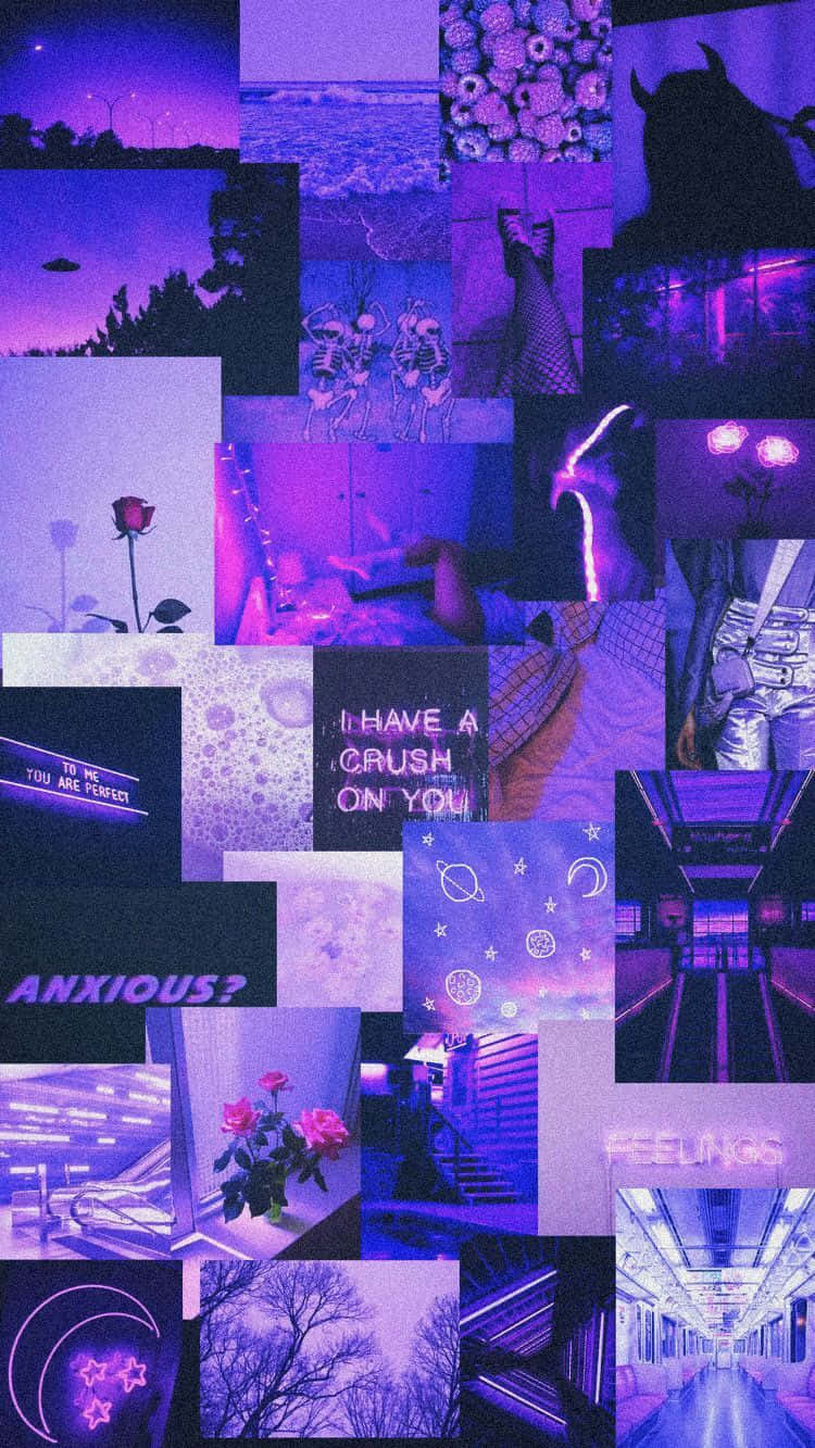 Retro Aesthetic Purple Collage Background