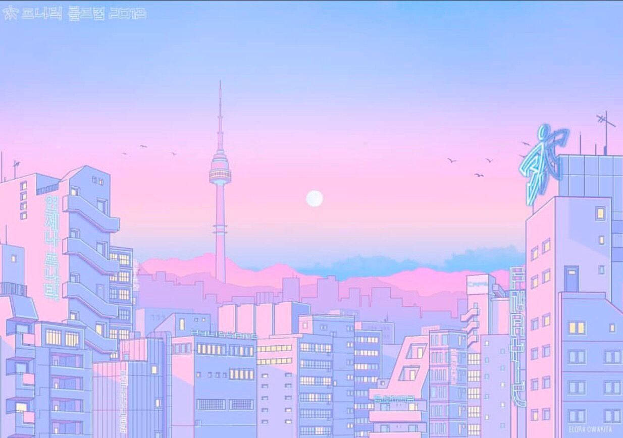 Retro Anime Aesthetic Desktop Background