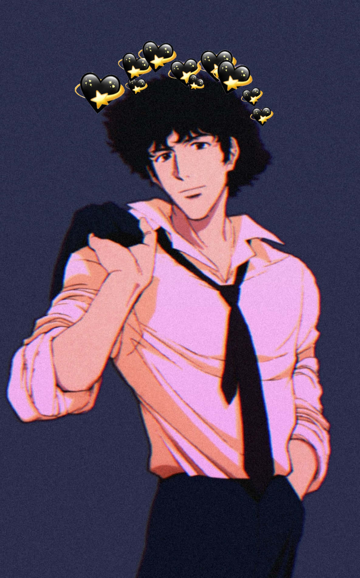 Retro Anime Character With Bombs Emoji Crown Background