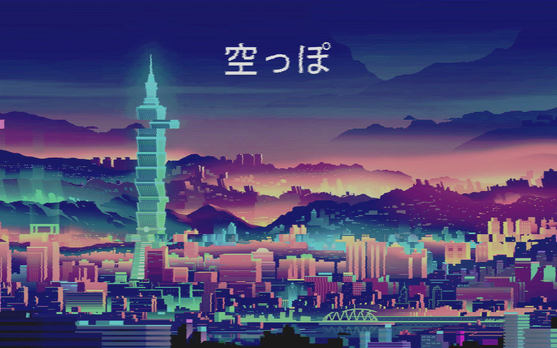 Retro Anime City 80s Aesthetic Digital Art Background