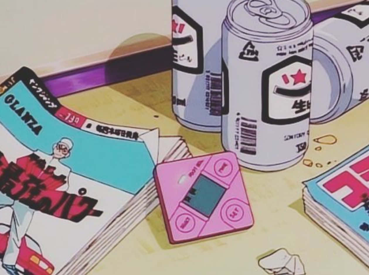 Retro Anime Messy Cans Background