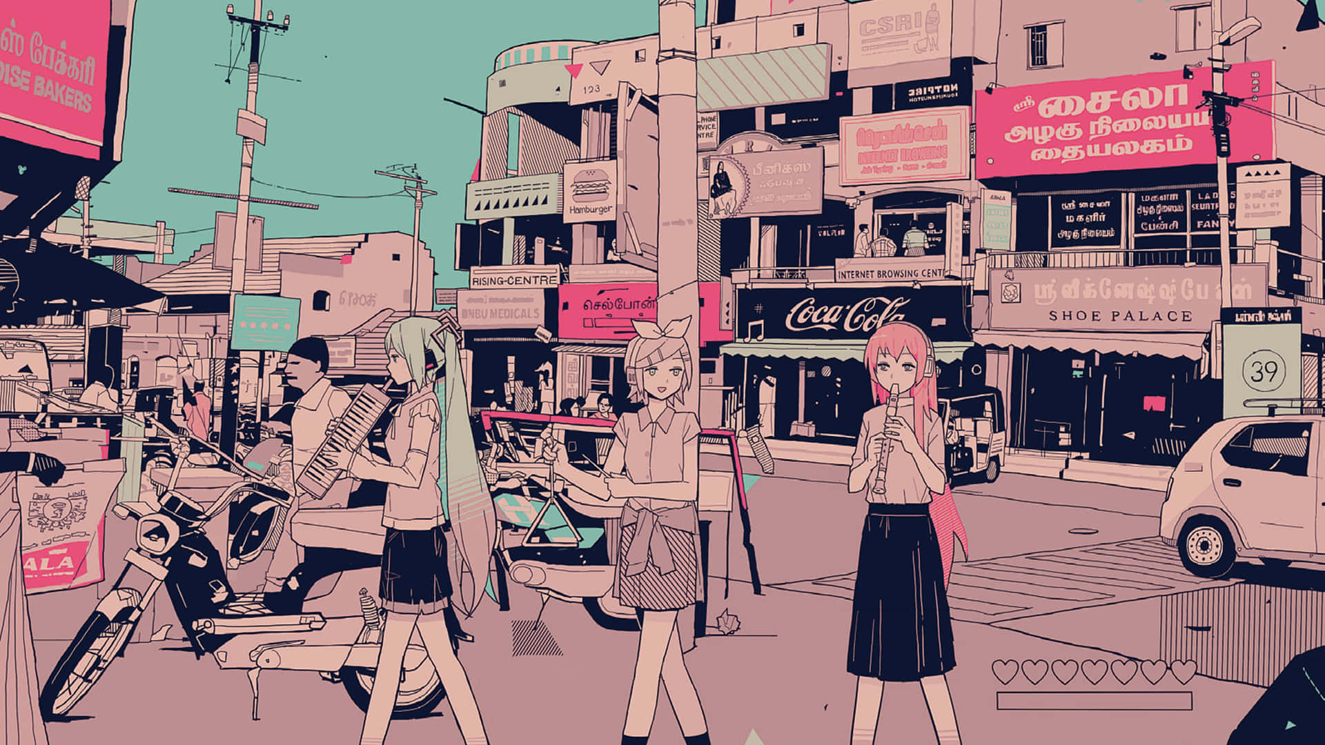 Retro Anime On Streets Background